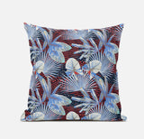 18? Blue Red Tropical Suede Throw Pillow