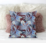18? Blue Red Tropical Suede Throw Pillow