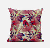 16? Pink Yellow Tropical Suede Throw Pillow
