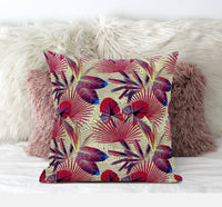 16? Pink Yellow Tropical Suede Throw Pillow