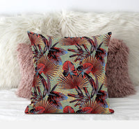 18? Red Yellow Tropical Suede Throw Pillow