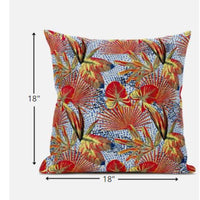 18? Crimson Yellow Tropical Suede Throw Pillow