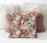 16? White Red Tropical Suede Throw Pillow