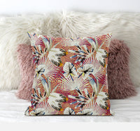 18? White Red Tropical Suede Throw Pillow