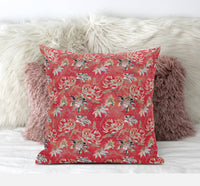 16" Salmon Red Roses Suede Throw Pillow