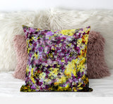 18" Purple Yellow Springtime Suede Throw Pillow