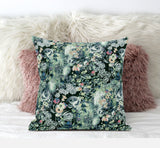 18"Green Black Springtime Suede Throw Pillow