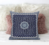 20â Indigo Blue Holy Floral Suede Throw Pillow