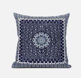 20â Indigo Blue Holy Floral Suede Throw Pillow