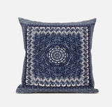 16â Indigo White Holy Floral Suede Throw Pillow