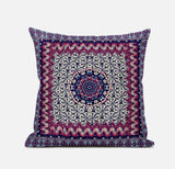 16â Magenta Indigo Holy Floral Suede Throw Pillow