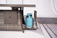 Gray Wicker Outdoor Gas Fire Pit Table with Ice Bucket