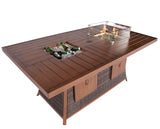 Brown Wicker Outdoor Gas Fire Pit Table with Ice Bucket