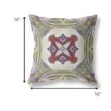 16? Green Brown Geo Tribal Indoor Outdoor Throw Pillow
