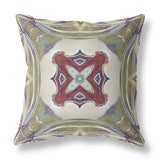 18? Green Brown Geo Tribal Indoor Outdoor Throw Pillow