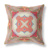 16? Peach Green Geo Tribal Indoor Outdoor Throw Pillow