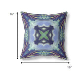 16? Blue Green Geo Tribal Indoor Outdoor Throw Pillow
