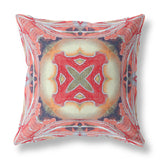 16? Peach Red Geo Tribal Indoor Outdoor Throw Pillow