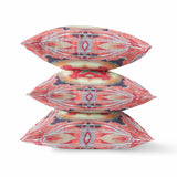 16? Peach Red Geo Tribal Indoor Outdoor Throw Pillow