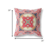 18? Peach Red Geo Tribal Indoor Outdoor Throw Pillow