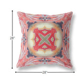 18? Peach Red Geo Tribal Indoor Outdoor Throw Pillow