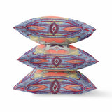 18? Purple Orange Geo Tribal Indoor Outdoor Throw Pillow