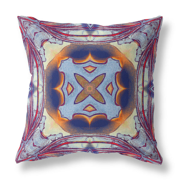 16? Indigo Yellow Geo Tribal Indoor Outdoor Throw Pillow
