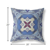 18? Blue Cream Geo Tribal Indoor Outdoor Throw Pillow