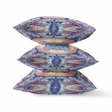 16? Indigo Peach Geo Tribal Indoor Outdoor Throw Pillow