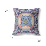 18? Indigo Peach Geo Tribal Indoor Outdoor Throw Pillow