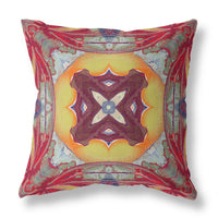 16? Red Yellow Geo Tribal Indoor Outdoor Throw Pillow