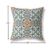 18" Blue Cream Cloverleaf Indoor Outdoor Throw Pillow