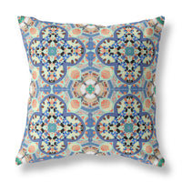 18" Blue Peach Cloverleaf Indoor Outdoor Throw Pillow