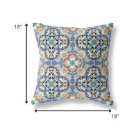 18" Blue Peach Cloverleaf Indoor Outdoor Throw Pillow