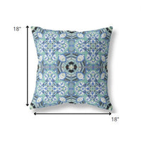 18" Sapphire White Cloverleaf Indoor Outdoor Throw Pillow