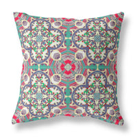 20" Gray Pink Cloverleaf Indoor Outdoor Throw Pillow