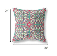 20" Gray Pink Cloverleaf Indoor Outdoor Throw Pillow