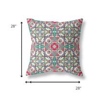 28" Gray Pink Cloverleaf Indoor Outdoor Throw Pillow
