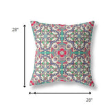 28" Gray Pink Cloverleaf Indoor Outdoor Throw Pillow