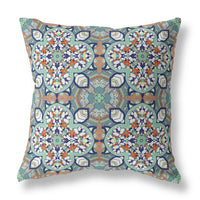 26" Green Orange Cloverleaf Indoor Outdoor Throw Pillow