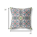 26" Green White Cloverleaf Indoor Outdoor Throw Pillow