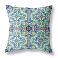 20" Aqua Blue Cloverleaf Indoor Outdoor Throw Pillow