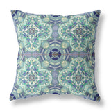 20" Aqua Blue Cloverleaf Indoor Outdoor Throw Pillow