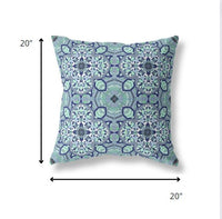 20" Blue Aqua Cloverleaf Indoor Outdoor Throw Pillow