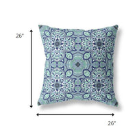 26" Blue Aqua Cloverleaf Indoor Outdoor Throw Pillow