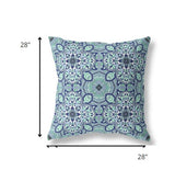 28" Blue Aqua Cloverleaf Indoor Outdoor Throw Pillow
