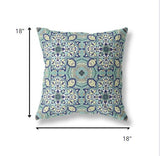 18" Green Cream Cloverleaf Indoor Outdoor Throw Pillow