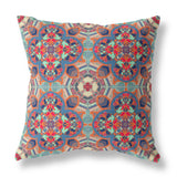 26" Orange Blue Cloverleaf Indoor Outdoor Throw Pillow