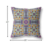 26" Purple Orange Cloverleaf Indoor Outdoor Throw Pillow
