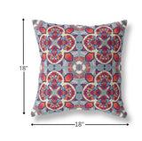 18" Red Blue Cloverleaf Indoor Outdoor Throw Pillow